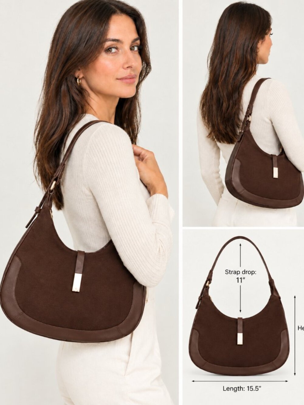 Anne Klein Suede Hobo Bag